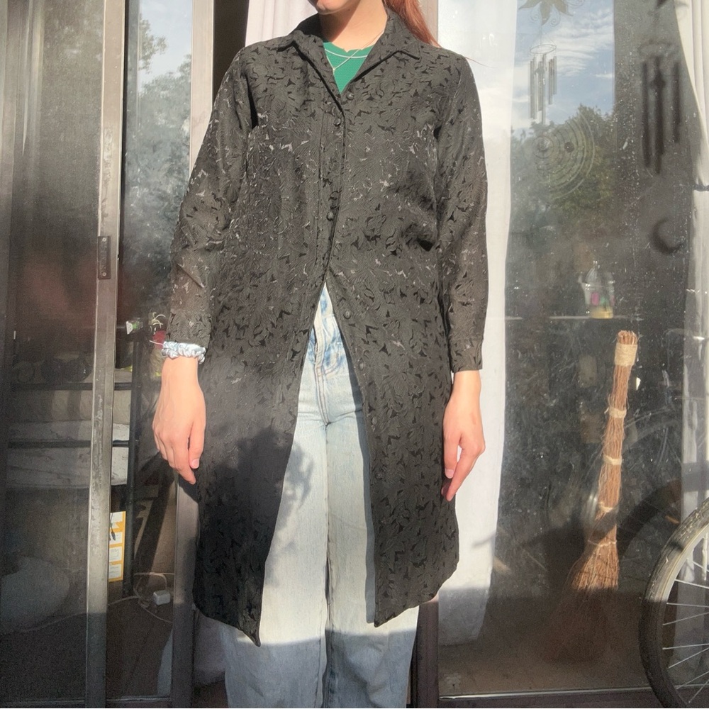 Black Textured Longline Shirt